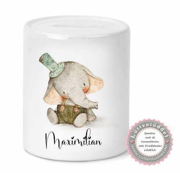 Spardose Keramik Elefant Vintage viele Varianten möglich  personalisiert mit Name Kindergarten Geburt Taufe Kindergartenkind Einschulung Geburtstag von Lüttentüddel®